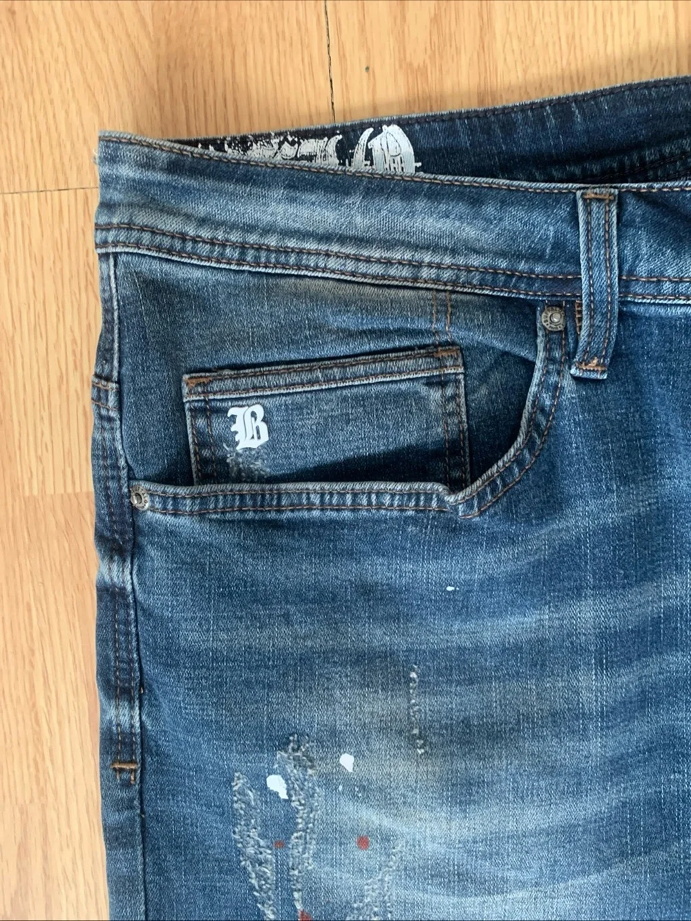 Buffalo David Bitton men’s Blue Jeans distressed Denim pants Medium Wash 40x30